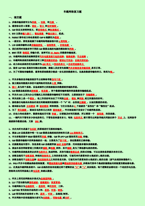 《汽车车载网络技术》期末复习题