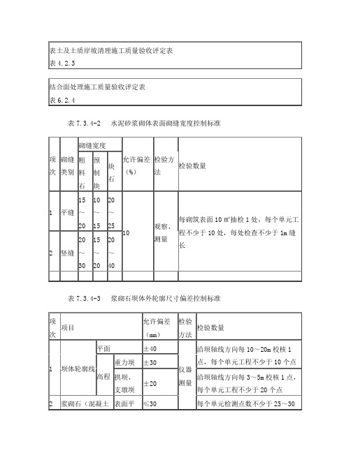 砌石质量验收评定标准表