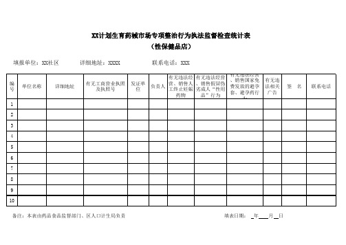 执法监督检查统计表样