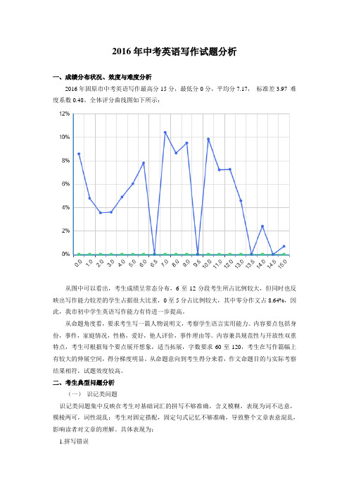 2016年中考英语写作试题分析