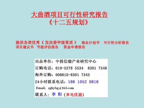 大曲酒项目可行性研究报告(精)
