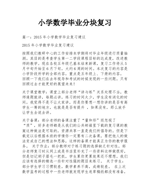 小学数学毕业分块复习