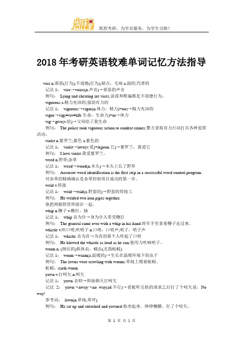 2018年考研英语较难单词记忆方法指导