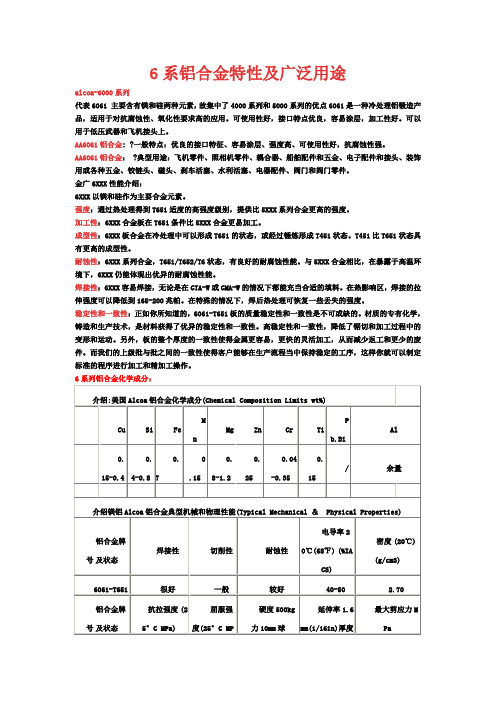 6系铝合金特性及广泛用途