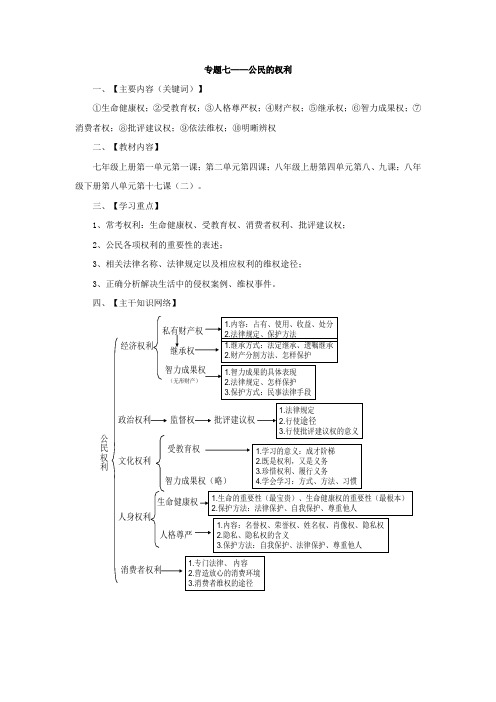 中考政治专题复习讲解练公民的权利