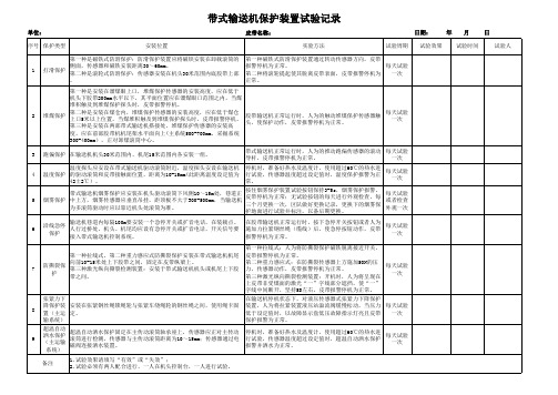 带式输送机保护装置试验记录2021