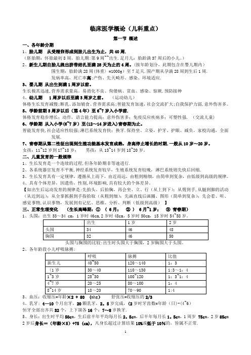 临床医学概论(儿科重点)