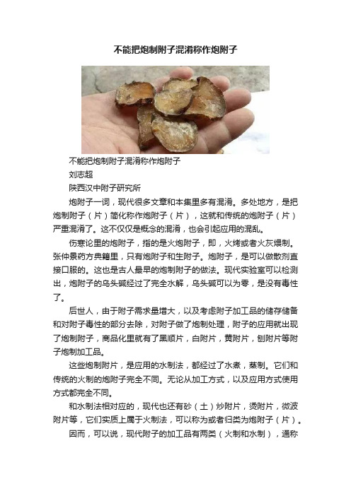 不能把炮制附子混淆称作炮附子