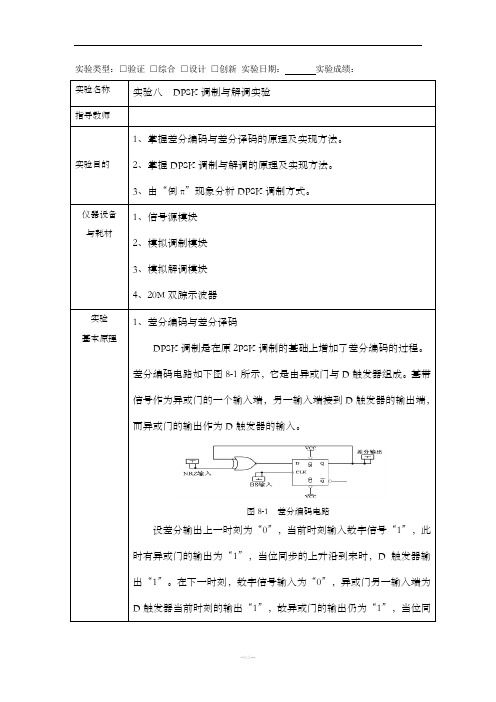 DPSK调制与解调实验