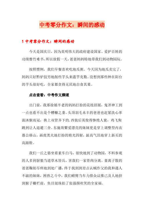 中考零分作文:瞬间的感动