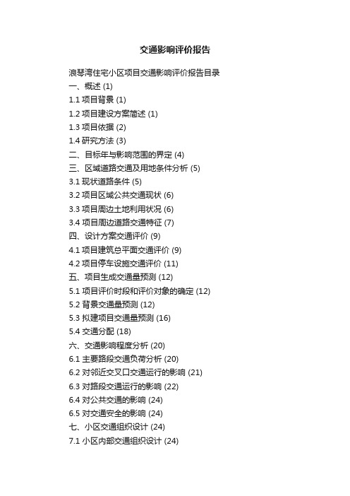 交通影响评价报告