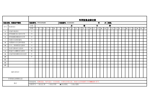 轮胎动平衡机设备点检记录表