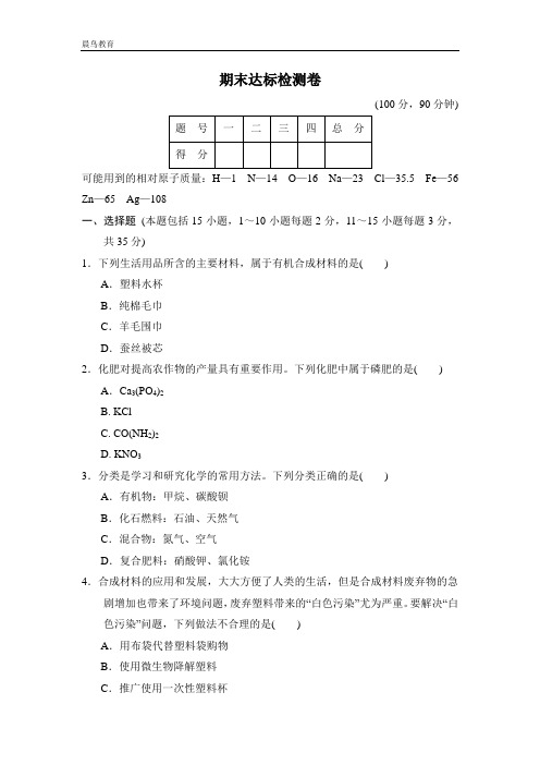2021春鲁教版九年级化学下册课件 期末达标检测卷