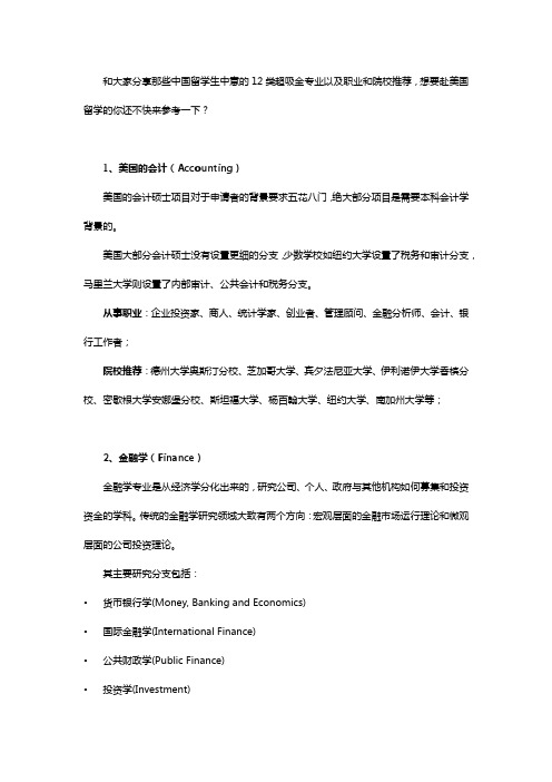 美国留学热门专业：中国留学党更喜欢这12类吸金专业