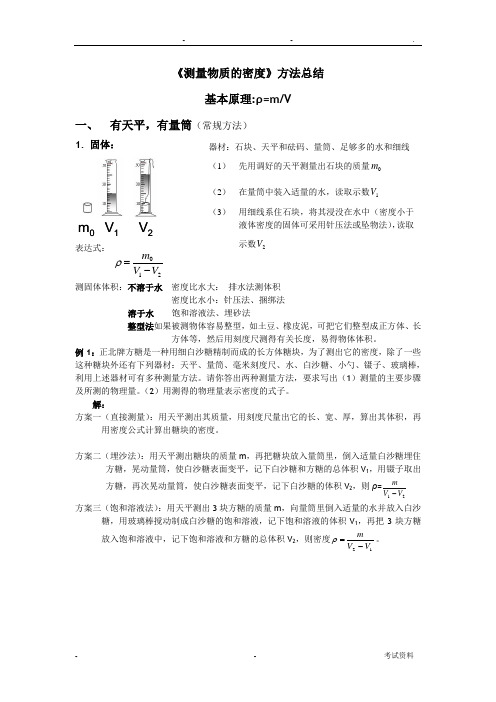 测量物质的密度方法总结