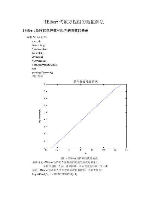 Hilbert代数方程组的数值解法