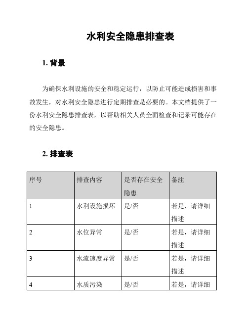 水利安全隐患排查表