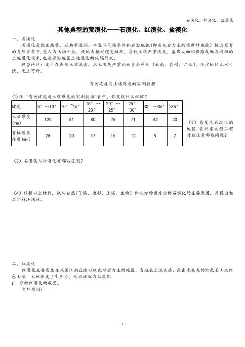 石漠化、红漠化、盐漠化