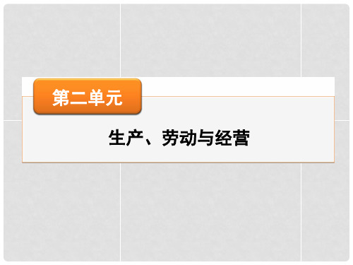 高考政治一轮总复习 第二单元 第5课 企业与劳动者课件