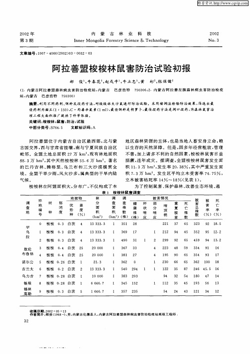 阿拉善盟梭梭林鼠害防治试验初报