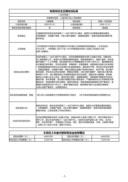 财政项目支出绩效目标表[007]