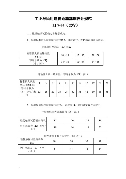 轻便、中型、重型、贯入触探试验规范摘抄