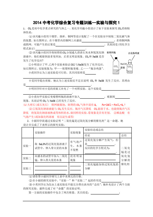 2014中考化学综合复习专题训练-实验与探究1.