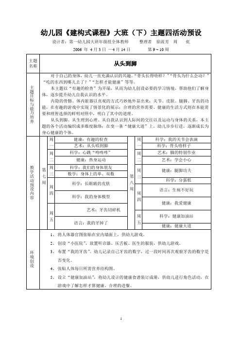 幼儿园建构式课程大班(下)主题四活动预设