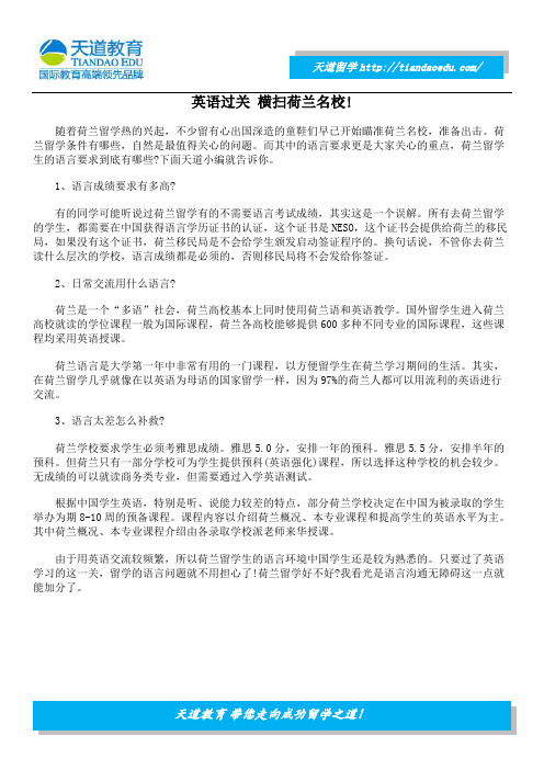 英语过关 横扫荷兰名校!