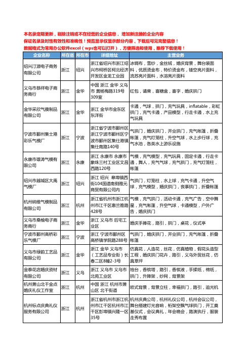 新版浙江省婚庆拱门工商企业公司商家名录名单联系方式大全17家