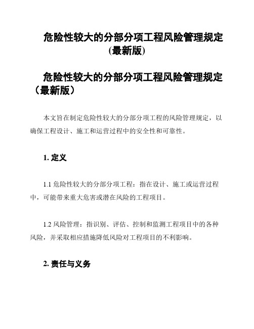 危险性较大的分部分项工程风险管理规定(最新版)