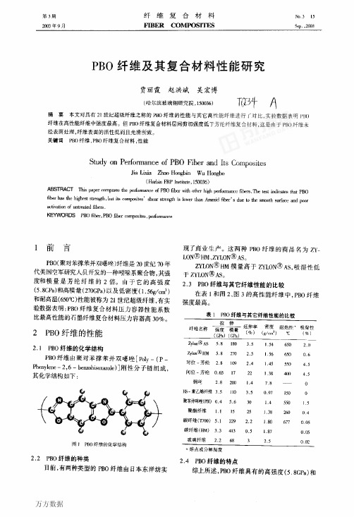 PBO纤维及其复合材料性能研究