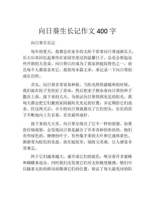 向日葵生长记作文400字