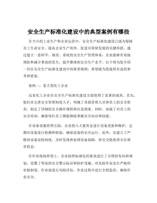 安全生产标准化建设中的典型案例有哪些