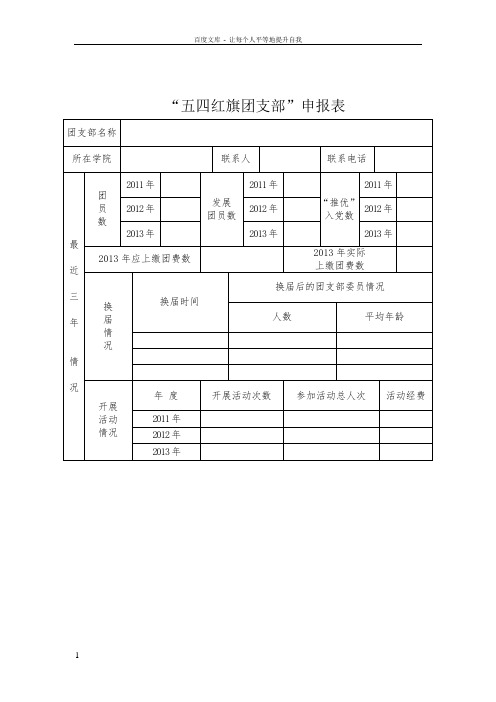 “五四红旗团支部”申报表