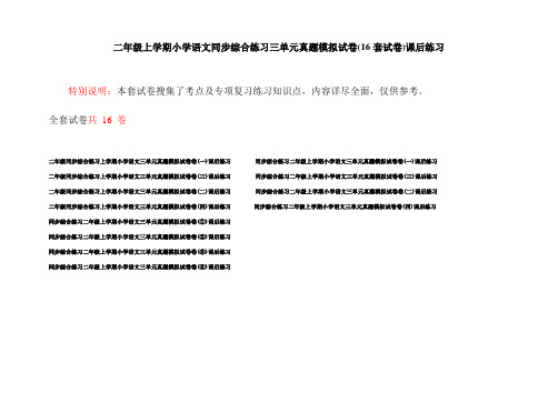 二年级上学期小学语文同步综合练习三单元真题模拟试卷(16套试卷)课后练习