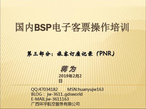 国内bsp电子客票培训教程3—旅客订座记录pnr-PPT精选文档