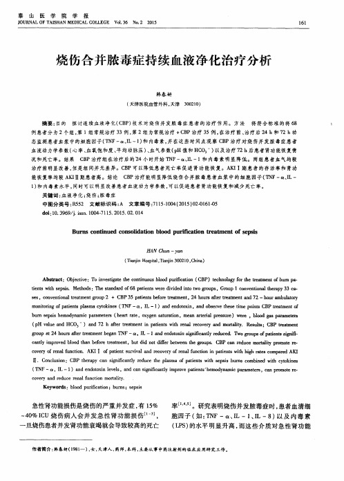 烧伤合并脓毒症持续血液净化治疗分析