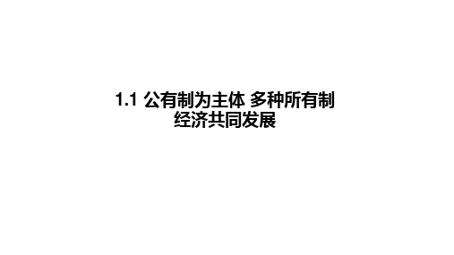 1.1 公有制为主体 多种所有制经济共同发展 课件-【新教材】高中政治统编版(2019)必修二