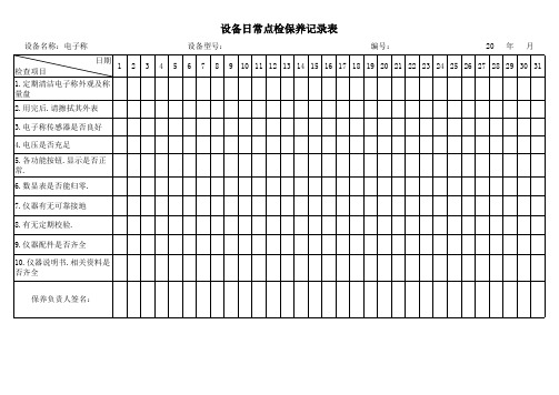 电子称日常点检保养记录表