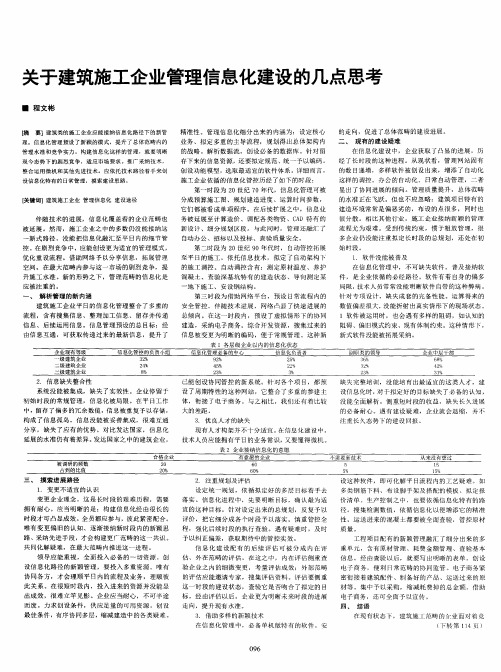 关于建筑施工企业管理信息化建设的几点思考