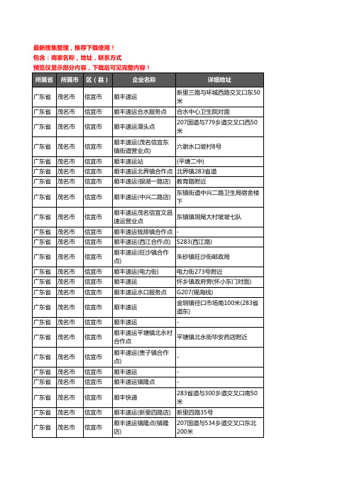 新版广东省茂名市信宜市顺丰快递企业公司商家户名录单联系方式地址大全24家