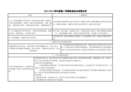 高中信息技术试卷分析