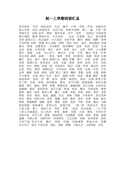 初一上学期词语汇总