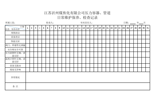 压力容器、管道日常维护保养记录(定)