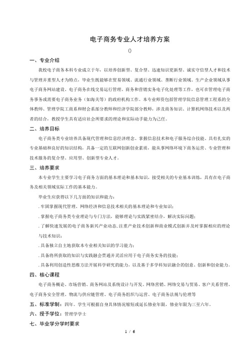 电子商务专业人才培养方案