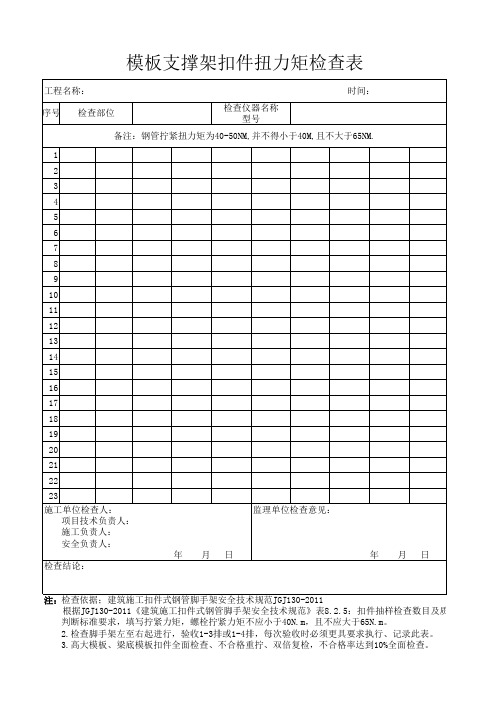 扣件扭力矩检查表