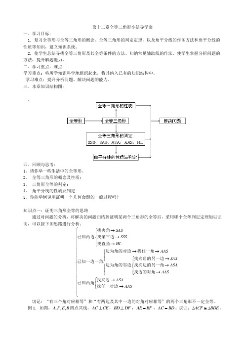 第十二章全等三角形小结导学案