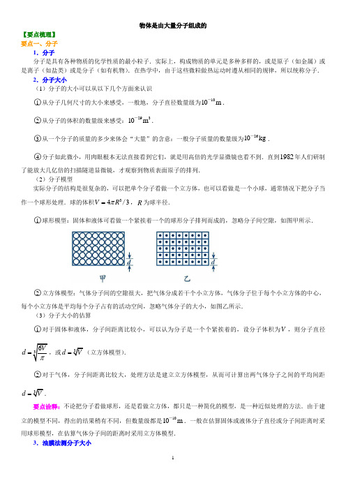 知识讲解 物体是由大量分子组成的