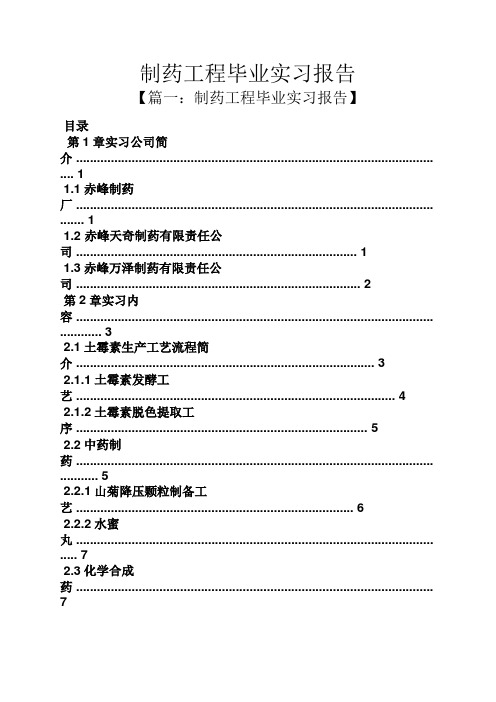 工作报告之制药工程毕业实习报告